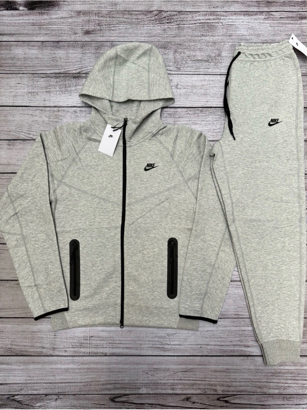 Nike Tech Fleece Hoodie & Joggers Set Dark Grey Heather Black